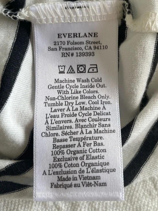 Everlane THE BOX-CUT TEE IN ESSENTIAL COTTON Bone & Black Stripe - Picture 14 of 14